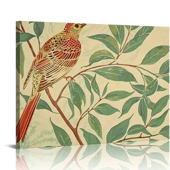 BCIIG William Morris Bird on Tree Tree Poster Modern Wall Art William Morris Canvas Painting Green Plant Prints For Home Decor Picture 20"x16" Unframed 20x16in