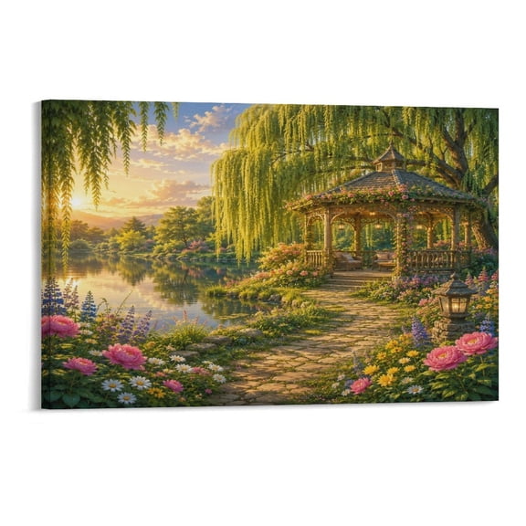 BCIIG Willow Lake PavilionTapestry, Polyester Vertical Print Wall Hanging Tapesties for Bedroom Dorm Living Room, Aesthetic Home Decor for Adults And Family,