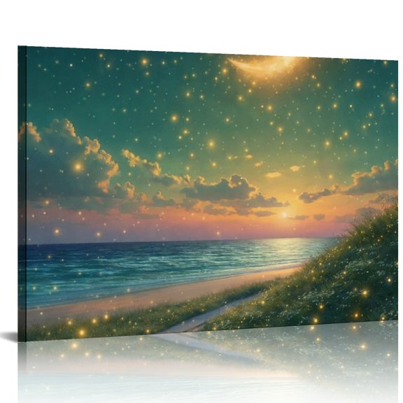 BCIIG Wish Bottle on the Beach  HD Print Framed Canvas Wall Art, Wall Art,  Ready An Excellent Gift Choice Suitable For Living Room Bedroom Kitchen Classroom Studio Family