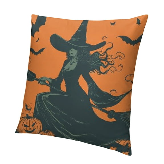 BCIIG Witch Pumpkin Bats Pillow Covers for Home Furnishing Halloween 12x12in