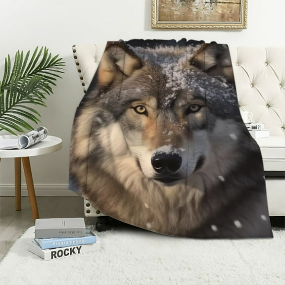 BCIIG Wolf Blanket Gifts for Women Men Girls Boys Snow Wolves Flannel Throw Blankets for Home Decor Couch Bed Sofa Soft Fuzzy Lightweight for All Season  40x50in