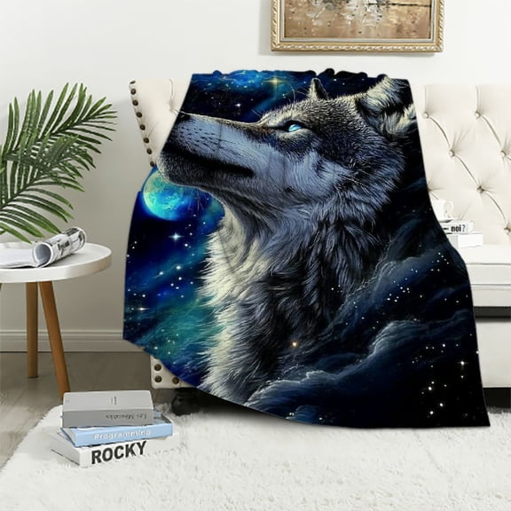 BCIIG Wolf Blanket Wolfs Print Throw Blankets for Couch Sofa Bed Stuff Decor Lightweight Soft Cozy Plush Warm Flannel Bedding Blanket for Girls Boys Kids Teen Man Women Adults 60x80in