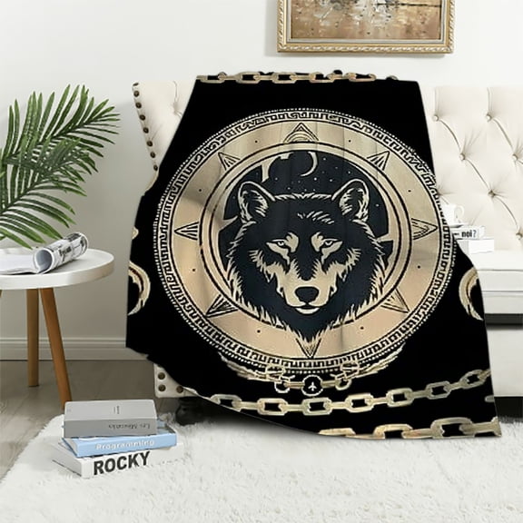 BCIIG Wolf Chain Tattoo Warm Lightweight Blanket Soft Fleece Blankets for All Seasons, Throw Blanket Living Rooms Sofa Decor Cow Gifts All Seasons 50x60in