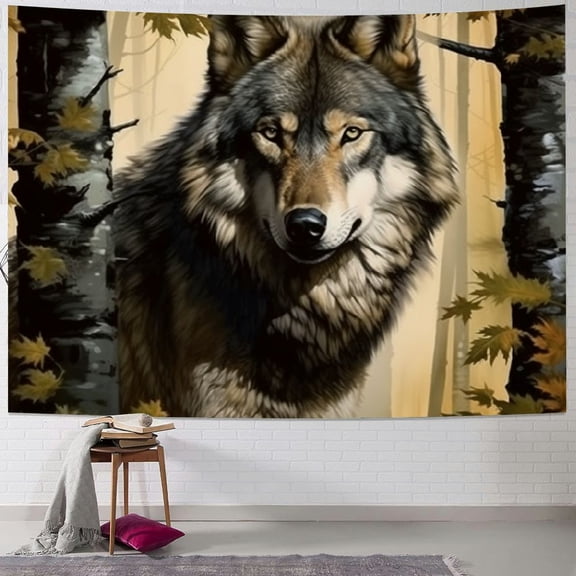 BCIIG Wolf Forest Wildlife Tapestry Wall Hanging Unique Style Graphic Tapestries Home Wall Decor Art for Living Room Bedroom Apartment Farmhouse Dorm 40x30inch