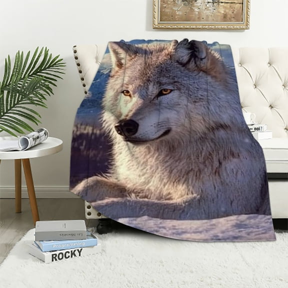 BCIIG Wolf Snow Mountains Warm Lightweight Blanket Soft Fleece Blankets All Seasons Decor Gift 40x50in