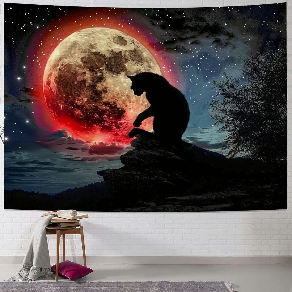 BCIIG Wolf Tapestry Wall Hanging, Horror Black Tapestry Berserk Wolf