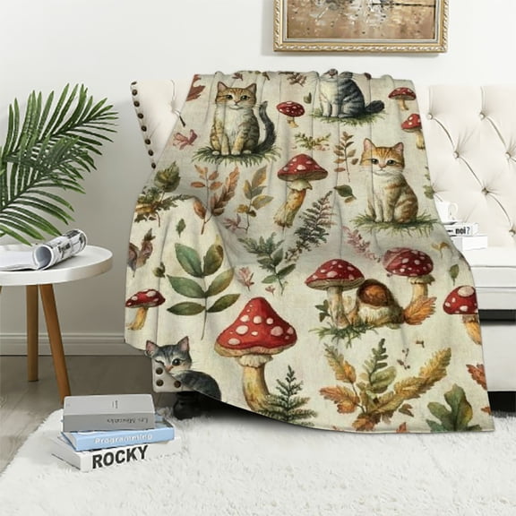 BCIIG Woodland Aniaml Throw Blanket ,Ultra Soft, Cozy Lightweight Flannel,Cute Squirrel, Owl, and Mushroom Blankets - Gifts for Kids & Nature Lovers,for Couch Travel,Home Living Room Decor 50x60in