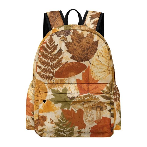BCIIG Woodland Mushrooms Ferns Autumn Leaves Printed Oxford Backpack, Large Capacity Laptop Backpack, Water Resistant, Travel Daypack for College Work Commuting Adults,