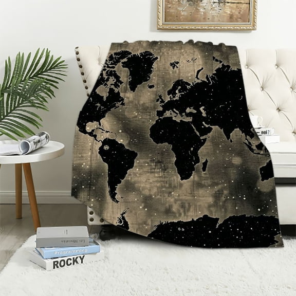 BCIIG World Map Stars Warm Lightweight Blanket Soft Fleece Throw Blanket for All Seasons - Cow Gifts Blanket for Living Rooms Sofa Decor 40x50in