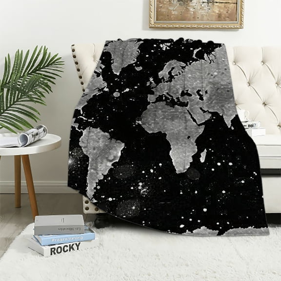 BCIIG World Map Stars Warm Lightweight Soft Fleece Blanket for All Seasons Decor Cow Gifts Blanket 60x80in