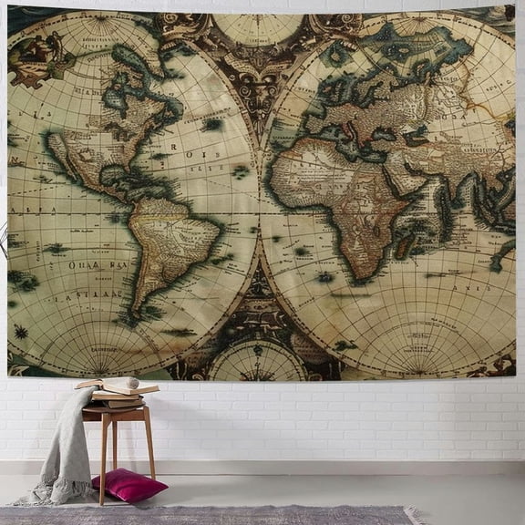 BCIIG World Map Tapestry Wall Hanging Unique Style Graphic Tapestries Home Wall Decor Art for Living Room Bedroom Apartment Farmhouse Dorm 40x60inch