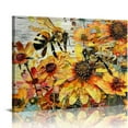 thumbnail image 1 of BCIIG Yellow Daisy Wall Art Bee Wall Decor Bee Happy Sign Flower Kitchen Pictures Rustic Wildflower Canvas Prints Watercolor Nature Floral Paintings Artwork for Living Room Bedroom Home, 1 of 1
