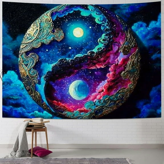 BCIIG Yin-Yang Galaxy Cloisonnism Tapestry Wall Hanging Art 40x30inch