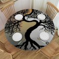 thumbnail image 1 of BCIIG Yin-yang Tree Roots Round Table Cover Stain Resistant Washable Indoor Outdoor Tablecloth Kitchen Dining Wedding Parties Waterproof 100% Polyester Fiber 42-46, 1 of 8