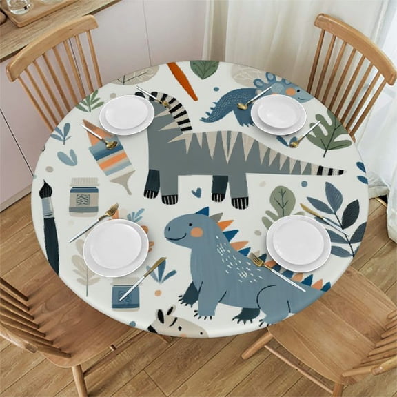 BCIIG Zebra Chameleon Dinosaur Round Table Cover Stain Resistant Washable Indoor Outdoor Tablecloth Kitchen Dining Wedding Parties Waterproof 100% Polyester Fiber 38-42
