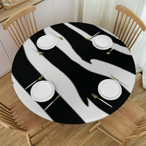 BCIIG Zebra Print Round Table Cover Stain Resistant Washable Indoor Outdoor Tablecloth Kitchen Dining Wedding Parties 100% Polyester Fiber 54-58