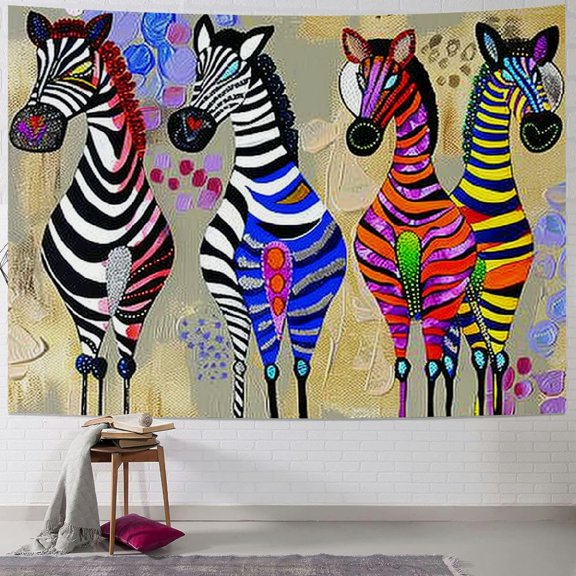 BCIIG Zebras Patterns Colors Tapestry Wall Hanging Unique Style Graphic Tapestries Home Wall Decor Art for Living Room Bedroom Apartment Farmhouse Dorm 40x30inch