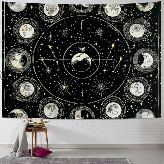 BCIIG Zodiac Astrology Tapestry, Black and White Constellation Tapestry for Wall Hanging Decor, Teen Girl's Bedroom Astrology Witchy Aesthetics Interesting Tapestry for Living Room,Dorm 40x30inch