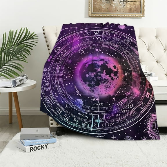 BCIIG Zodiac Sign Stars Planets Warm Lightweight Blanket Soft Fleece Throw Blanket for All Seasons Living Rooms Sofa Decor Cow Gifts All Seasons Long-lasting Blanket 40x50in