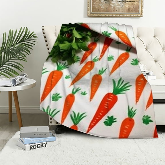 BCIIG carrot sherpa blanket vegetable blanket fun food theme blanket for kids boy girl cartoon pattern fluffy blanket kids bedroom decor sofa décor green orange