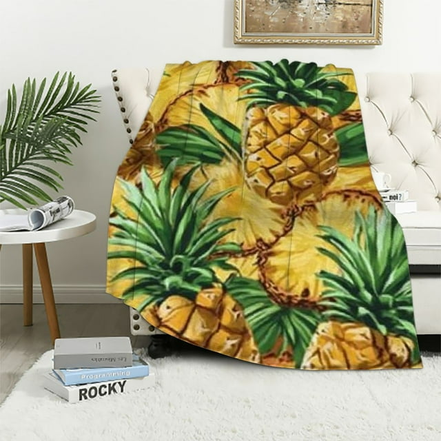 BCIIG for Pineapple Throw Blanket Soft Flannel Pineapple Blanket Queen