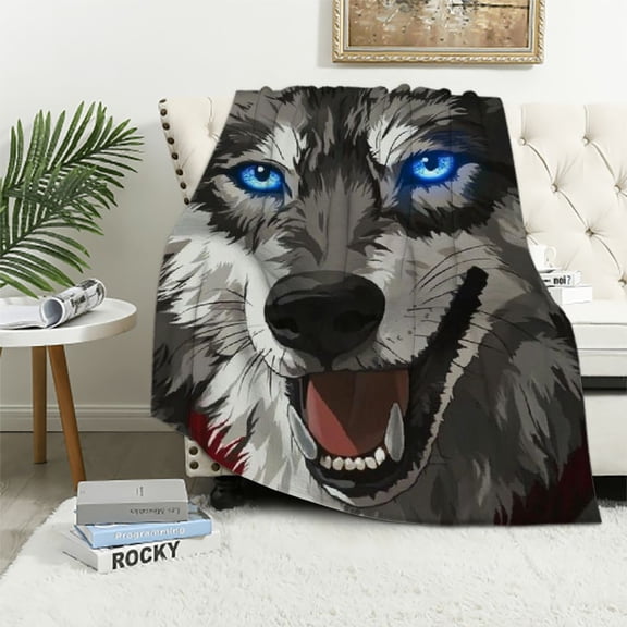 BCIIG for Wolf Blanket Gifts for Kids and Adult Dog Soft Flannel Throw Blanket for Wolf Decor Bed Sofa Office Travel Camping All Season 40x50in