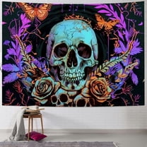 BCIIG vaoruteng Skull  Tapestry, Reactive Skeleton Wall Tapestries, Glow In The Dark Party Backdrop,  Trippy Psychedelic Space Neon Cool Posters For Bedroom Décor 40x30inch