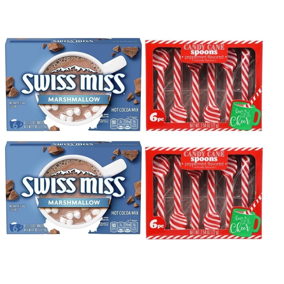 BCL Marshmallow Hot Chocolate (12) & Candy Cane Peppermint Spoons (12) Bundle Bulk  Christmas Favors, Birthday Goody Bag Filler, Stocking Stuffers & CUSTOM Storage Carrier