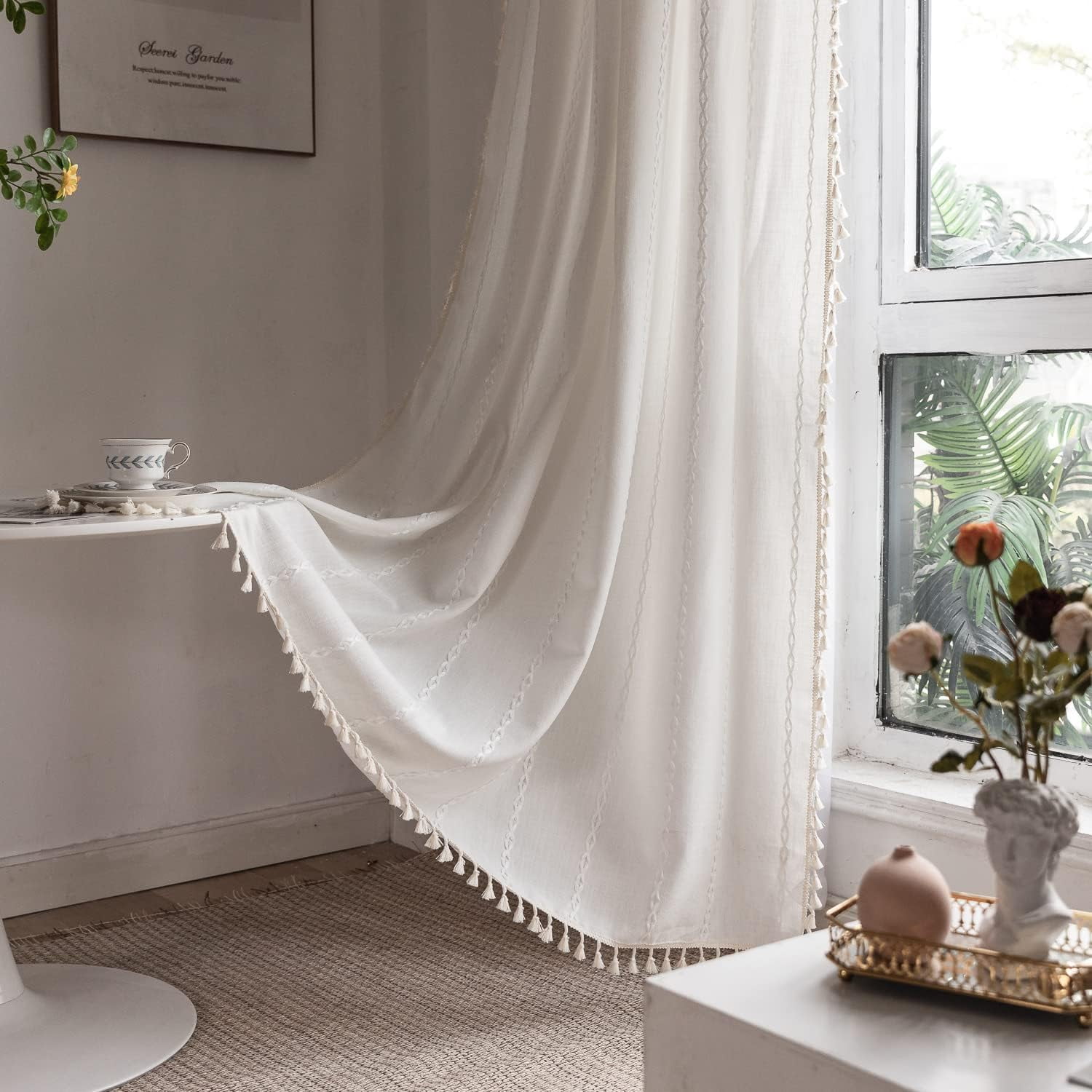 Curtains for Bedroo Taupe Boho 84 Inches Long Farhouse Sei Blackout