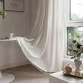 thumbnail image 1 of BCLBUSTE Boho Curtains 84 inch Length 2 Pannels for Living Room, Ivory White Linen  Embroidery Farmhouse Curtains for Bedroom Lightg Flitering Drapes 52" W x 84" L,, 1 of 9