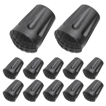 6-Pack Reinforced Trekking Pole Tip End Caps – PVC Rubber Hammer Caps For Hiking Walking Sticks, Black