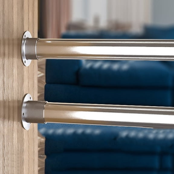 BCLONG 2Pcs Wardrobe flange rod socket Closet Rod End Supports Curtain Shower Holder