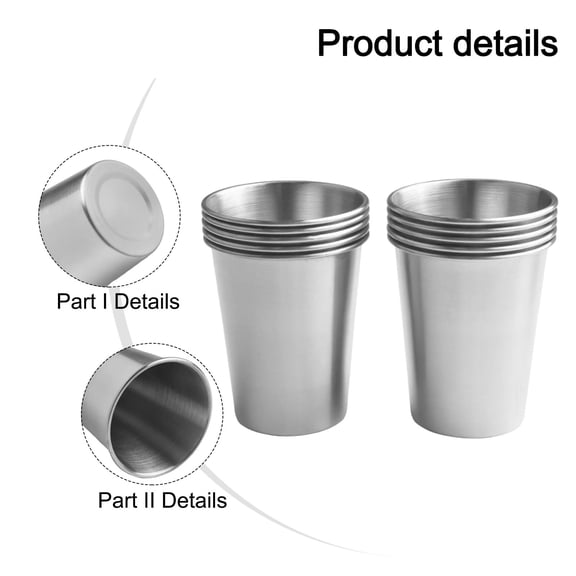 BCLONG 350ML 10Pc Stainless Steel Water Cup Stackable Drinking Coffee Mug Camping Party