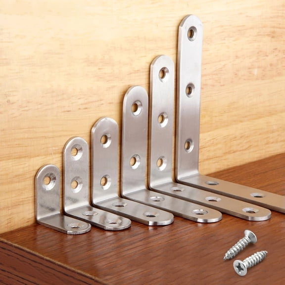 BCLONG 4pc Stainless Steel Corner Brackets Right Angle L-Shape Brackets