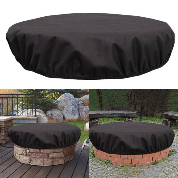 BCLONG 600D Waterproof Round Built In Fire Cover for Outdoor In-Ground Use 32/40/56in