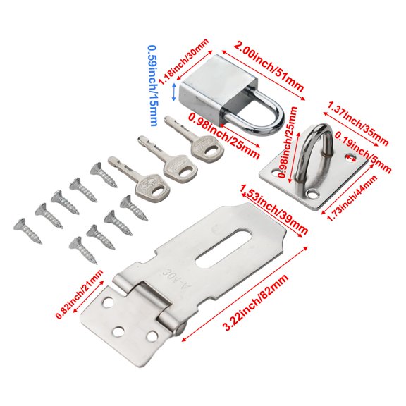 BCLONG Burglar-proof Household Door Clasp Lock Gate Bolt Shed Latch Padlock Hasp