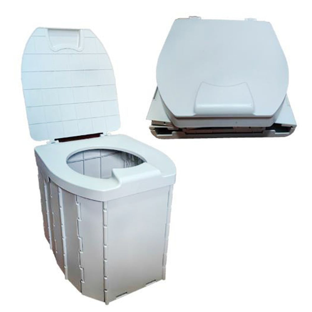 Toilette Portable Pliable Pour Camping - Réservoirs Eau/déchets 10L, Grise, Idéale Randonnée Et Voyages