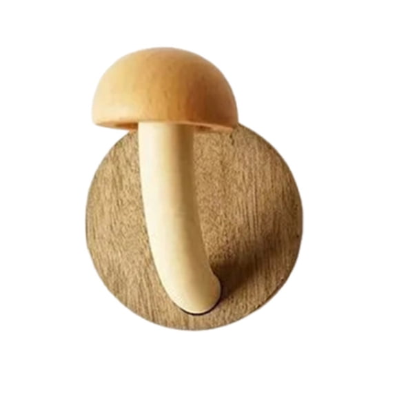 BCLONG Creative wooden mushroom coat hook without punching solid wood coat hook