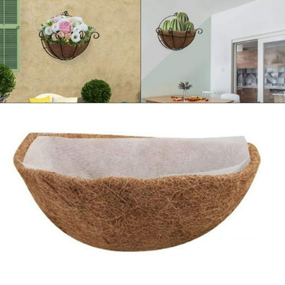BCLONG Hang Basket 10"/12"/14"/16" Half Moon Coconut Fiber Plant Basket Liner Non-woven