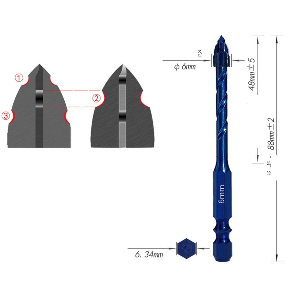 BCLONG Keen Edged Tooth Drill Easily Drills Red Brick Triangular Drill BCLONG Keen Edged Tooth Drill Easily Drills Red Brick Triangular Drill