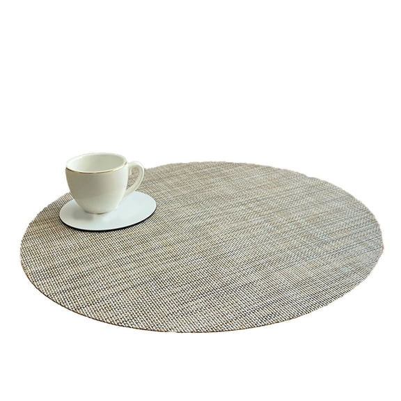 BCLONG PVC Solid Color Woven Plate Mat Round Placemat Hotel Washable Table Mat
