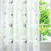 BCLONG Pattern Moon And The Stars Sheer Curtains Tulle Curtains for Living Room