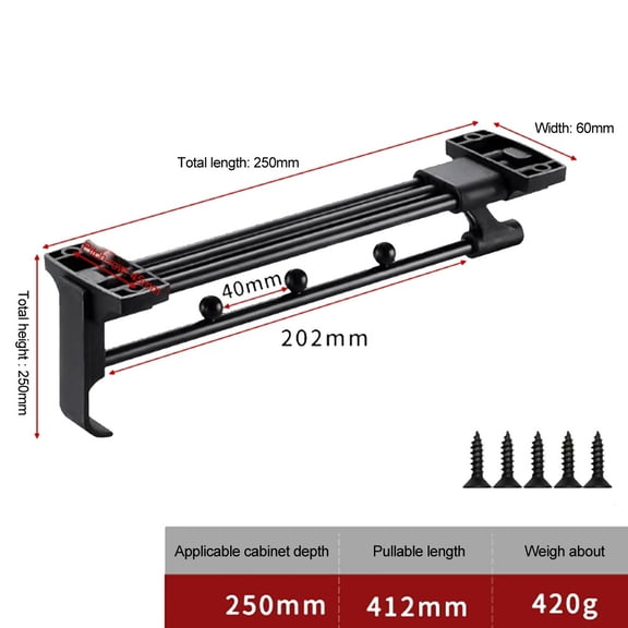 BCLONG Retractable Closet Rod Adjustable Pull Out Closet Rod Space-Saving Organizer