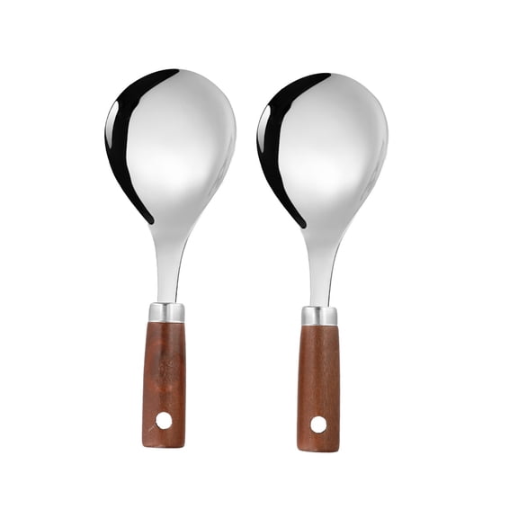 BCLONG Stainless Steel Rice Spoon with Wood Handle:Perfect for Stirring & Serving Rice