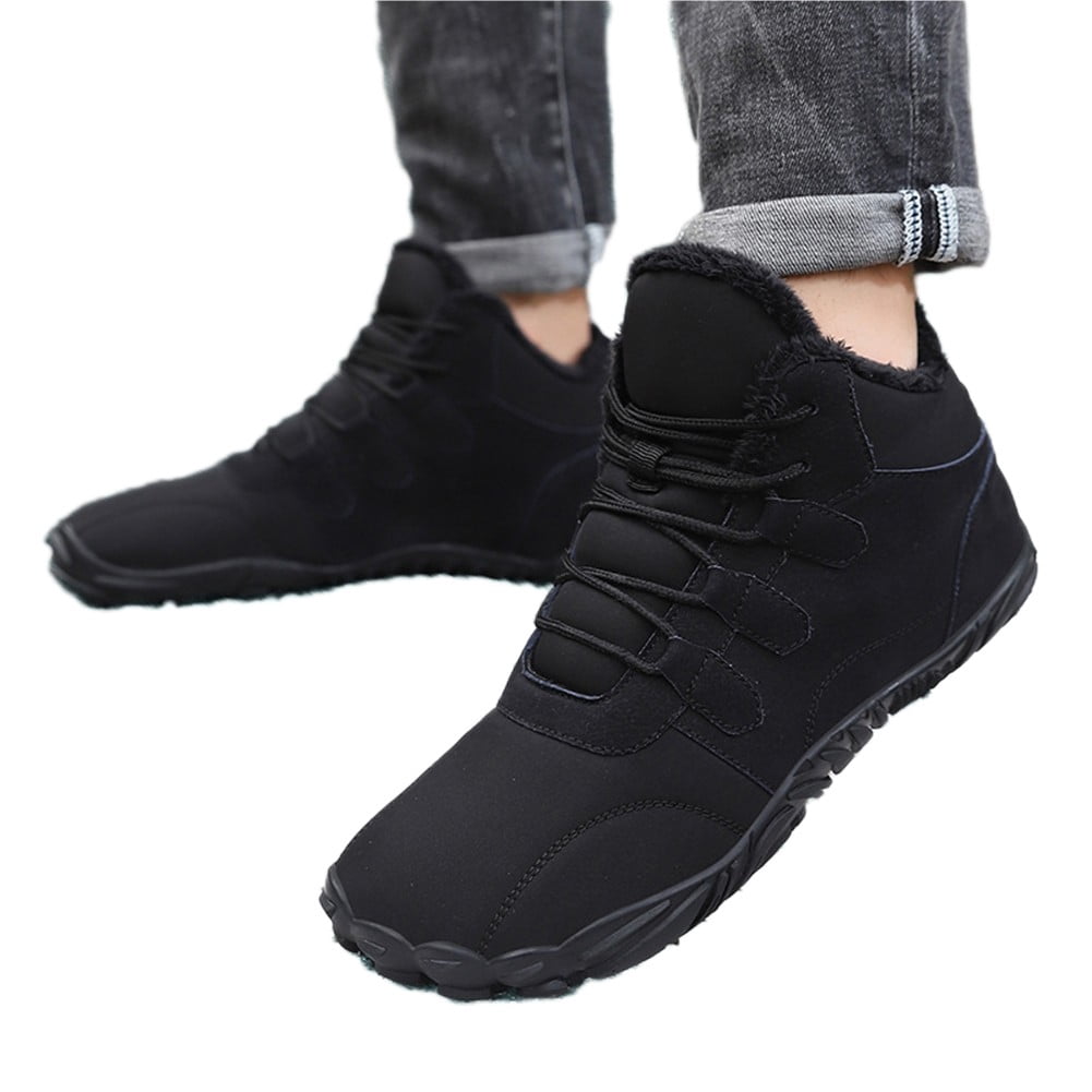 Men's Winter Snow Boots Fur Lined Warm Ankle Boots Zipper Closure Waterproof Outdoor Boots Lightweight Comfortable Walking Short Booties Shoes For Men