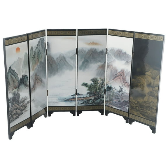 BCLONG Wooden Chinese Style Vintage Retro Small Mini Folding Panel Screen Room Divider