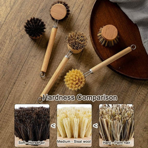 BCLONG Wooden Dish Scrub Brushes Natural Bristles Kitchen Cleaning Scrubbers