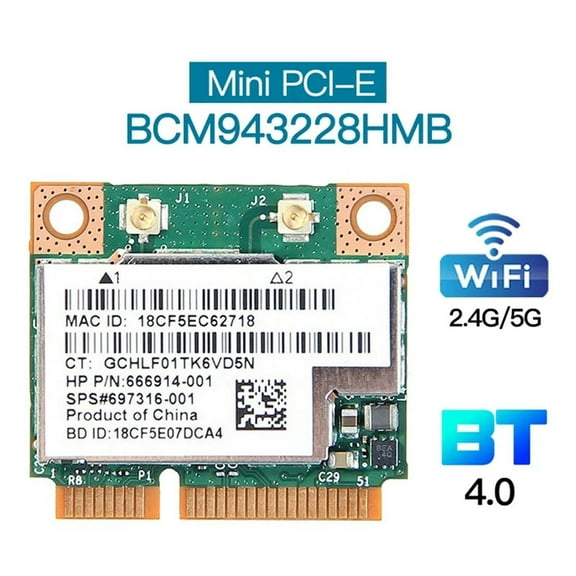 BCM943228HMB Dual Frequency Wireless Network Card Dual Band 300Mbps Bluetooth4.0 802.11A/B/G/N Mini PCI-E Laptop WLAN Adapter