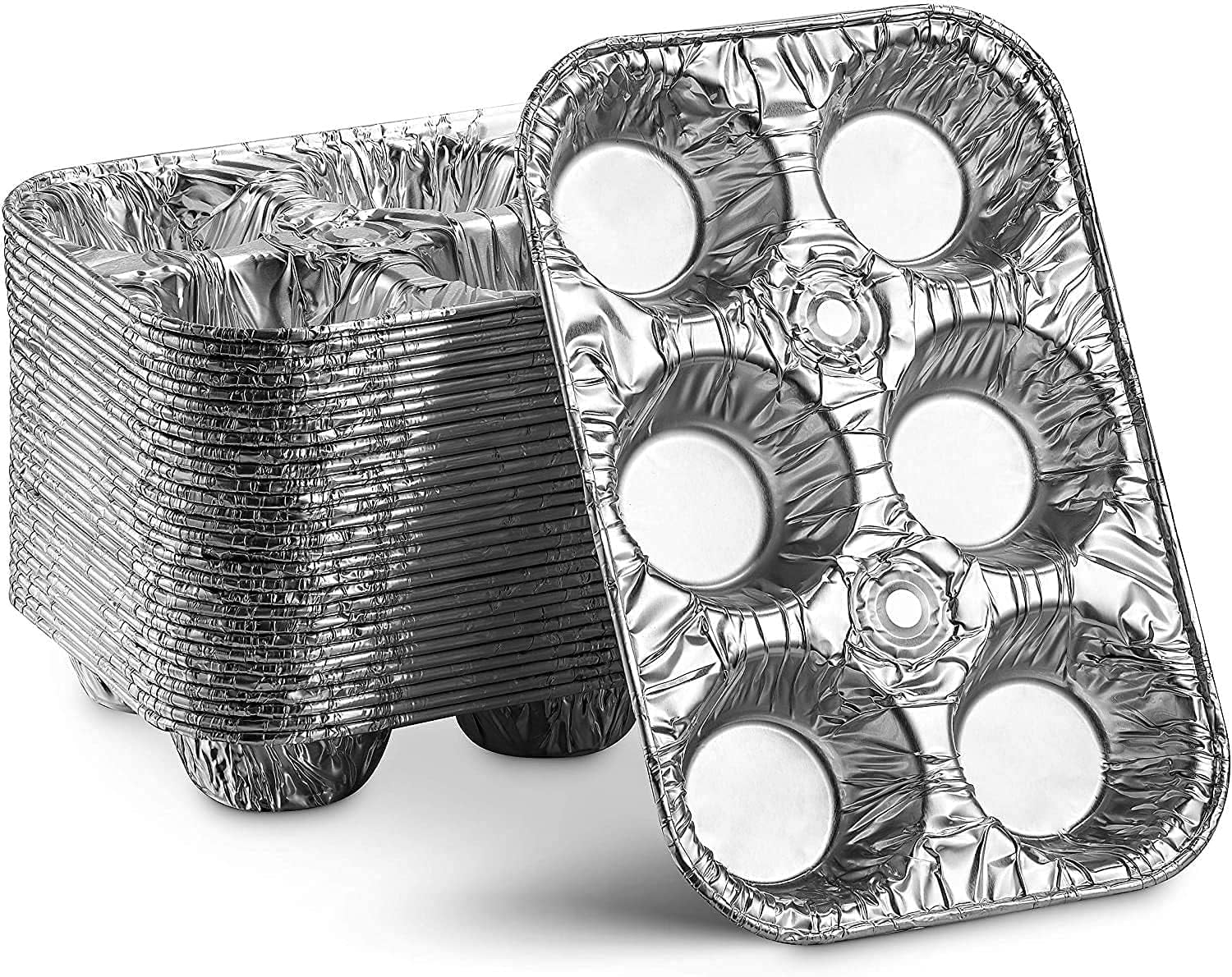 BCMMKLPP 10PC Disposable Muffin Tins 6-Cup, Standard Size Foil Muffin ...