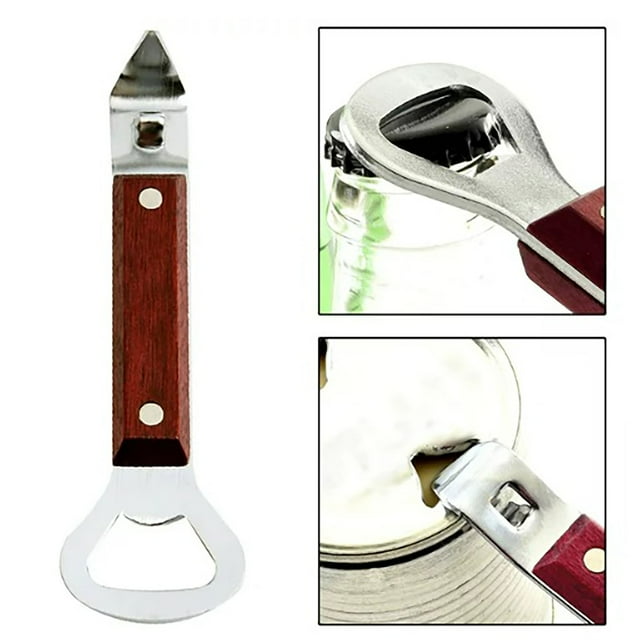 BCMMKLPP 2 in 1 Stainless Bottle Punch Can Opener Bottle and Can Opener, Stainless Steel Manual Can Punch Opener for Liquid with Cap Catcher